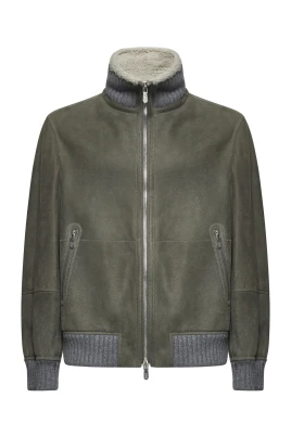 Grön Shearling Bomberjacka
