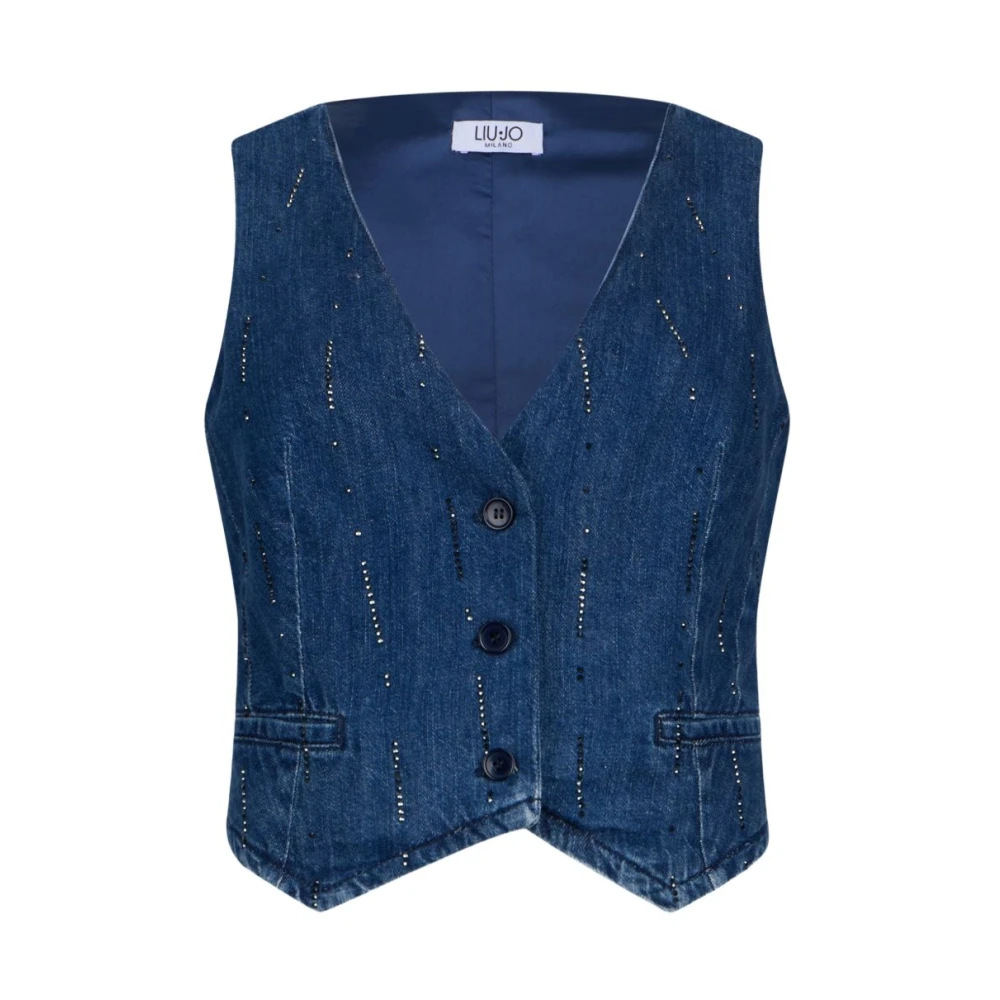 Liu Jo Mujer Azul - Chaleco Vaquero Con Pedrería- Jackets - L- Chaleco Vaquero Con Pedrería