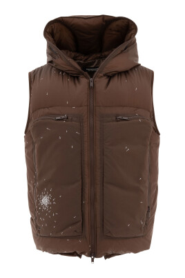 gilet-rembourre-marron-a-imprime-croix
