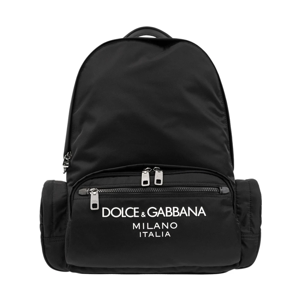 Dolce & Gabbana Men's Black Backpack With Logo - Backpacks - One Size - Bags