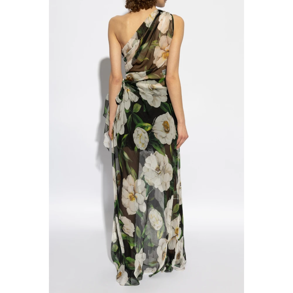 Dolce & Gabbana Zijden jurk met bloemenmotief Multicolor Dames