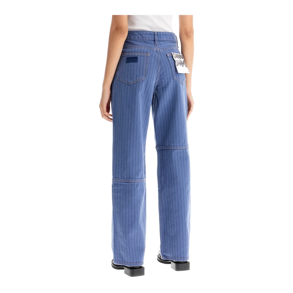Ganni Rechte Jeans met Verticale Streep Blue Dames