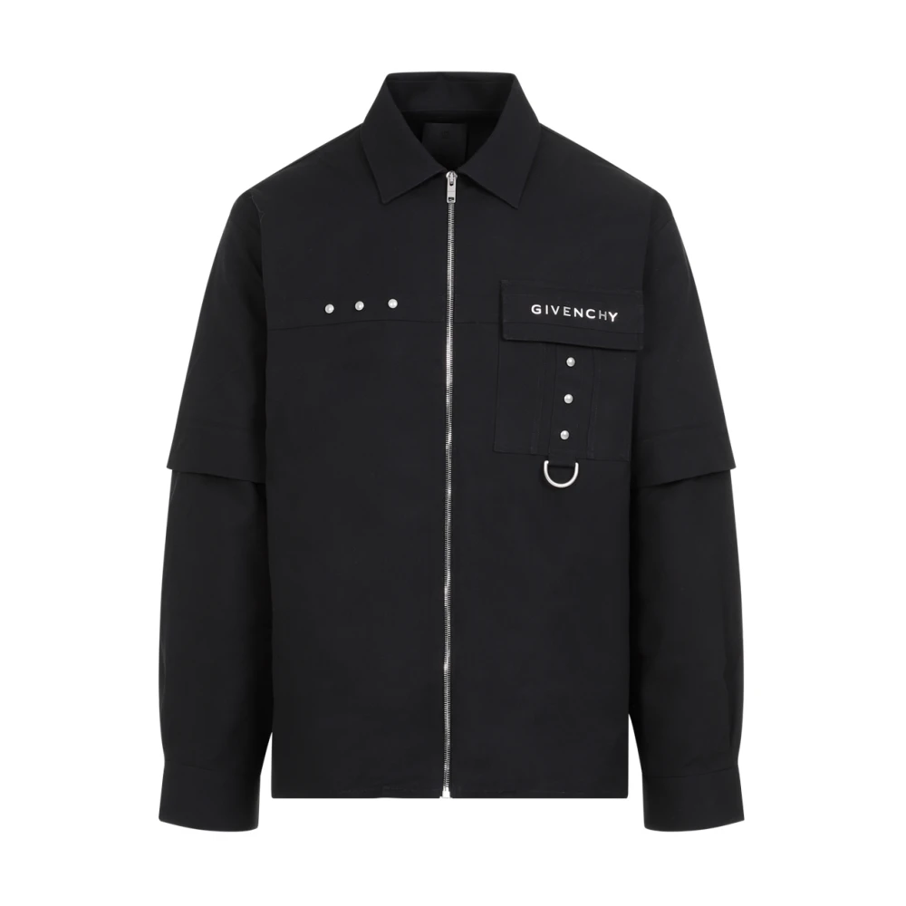 Givenchy Zwarte Katoenen Overhemd met Unieke Details Black Heren