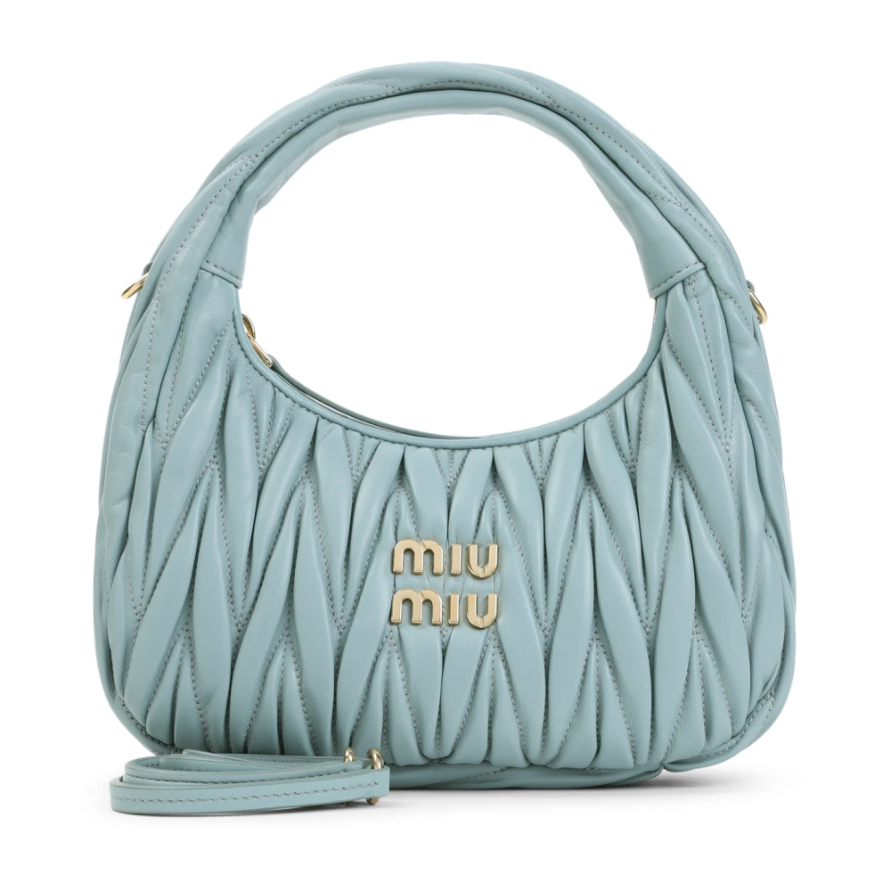 Miu Miu Women's Blue Handbags, One Size, Wander Matelassé Hobo Bag