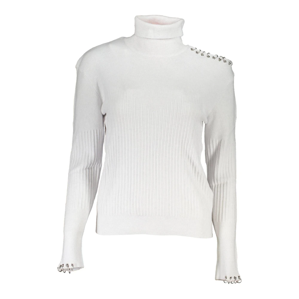 Patrizia Pepe Women's Gray Long Sleeve Jumper With Logo - Turtlenecks - Xs - Knitwear
