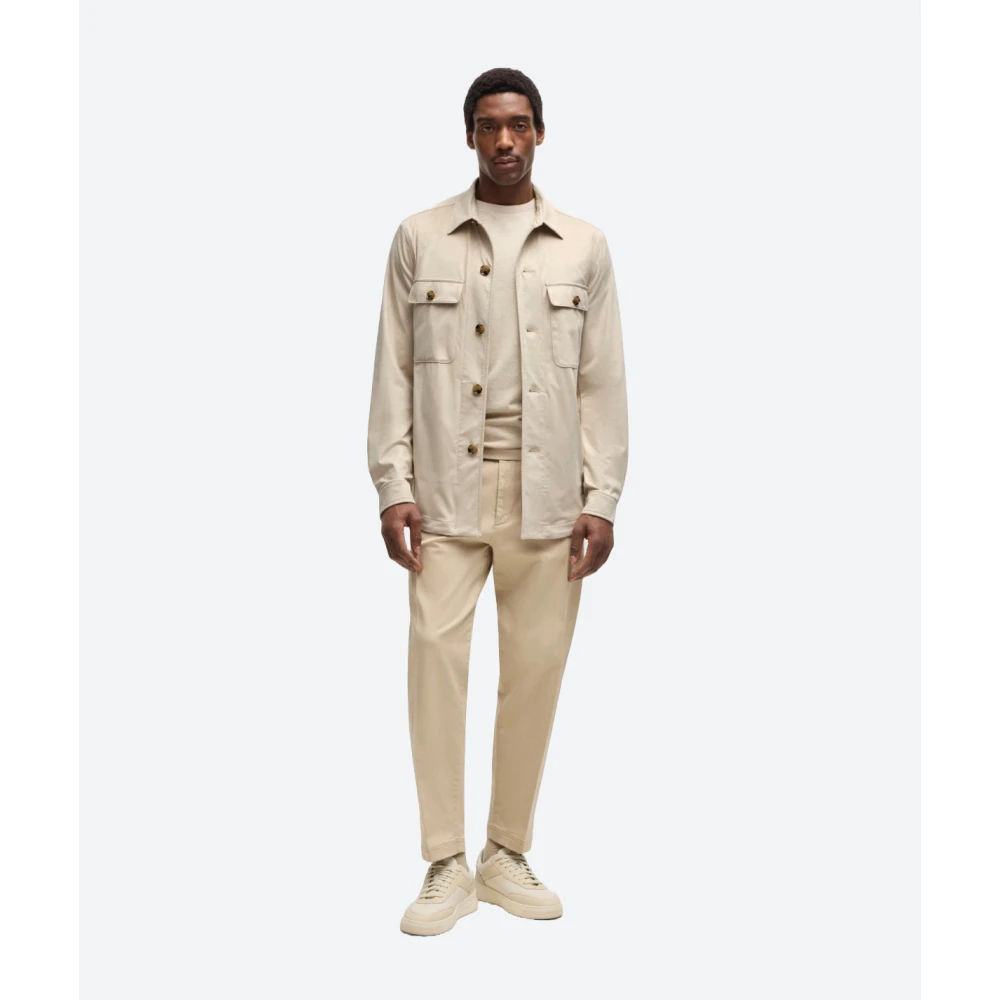 Hugo Boss Stretch Stof Overhemd Jas Beige Heren