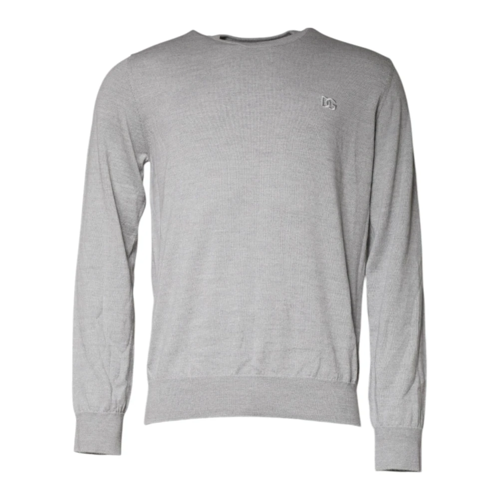 Dolce & Gabbana Lichtgrijze Wol Crew Neck Sweater Gray Heren