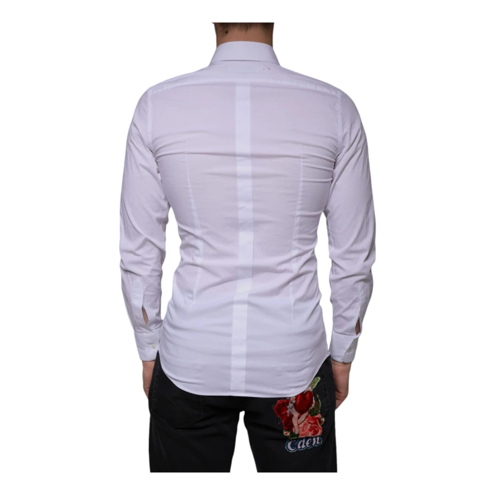 Dolce & Gabbana Witte Slim Fit Stretch Overhemd White Heren