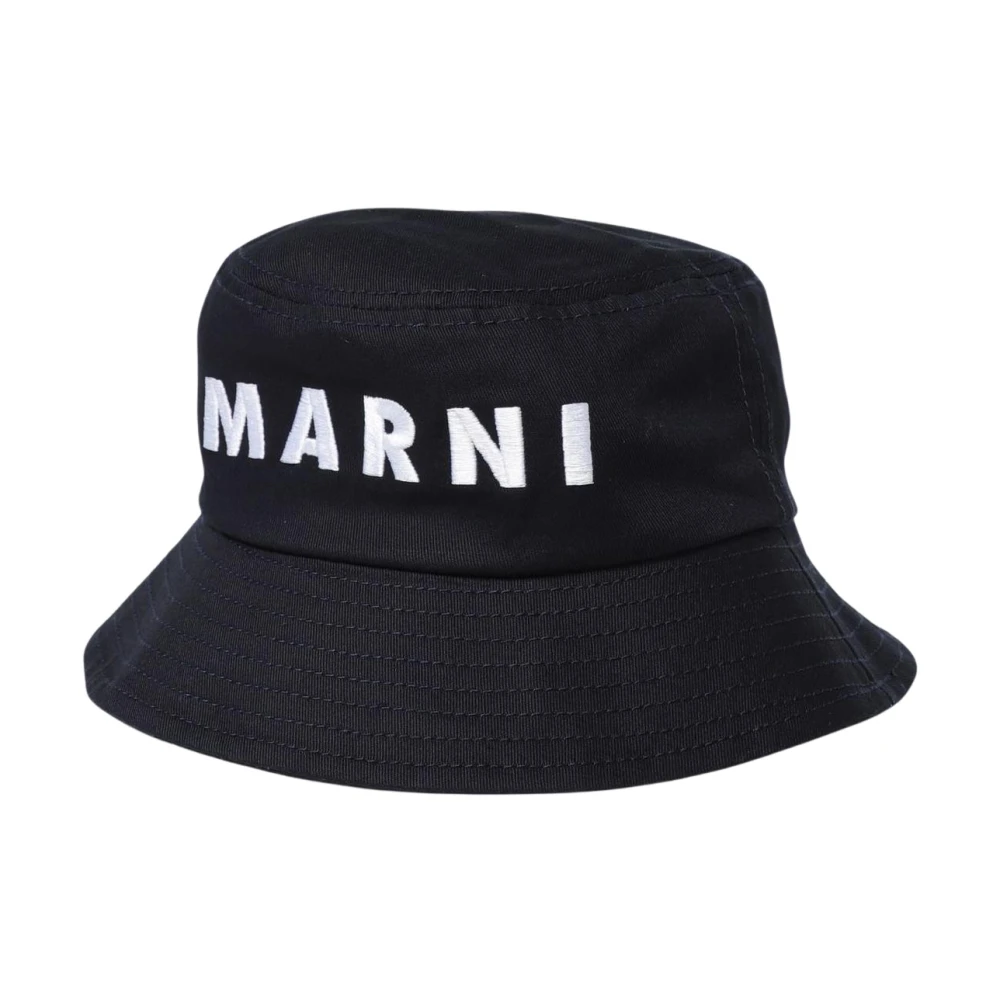 Marni Unisex Black Embroidered Logo Bucket Hat