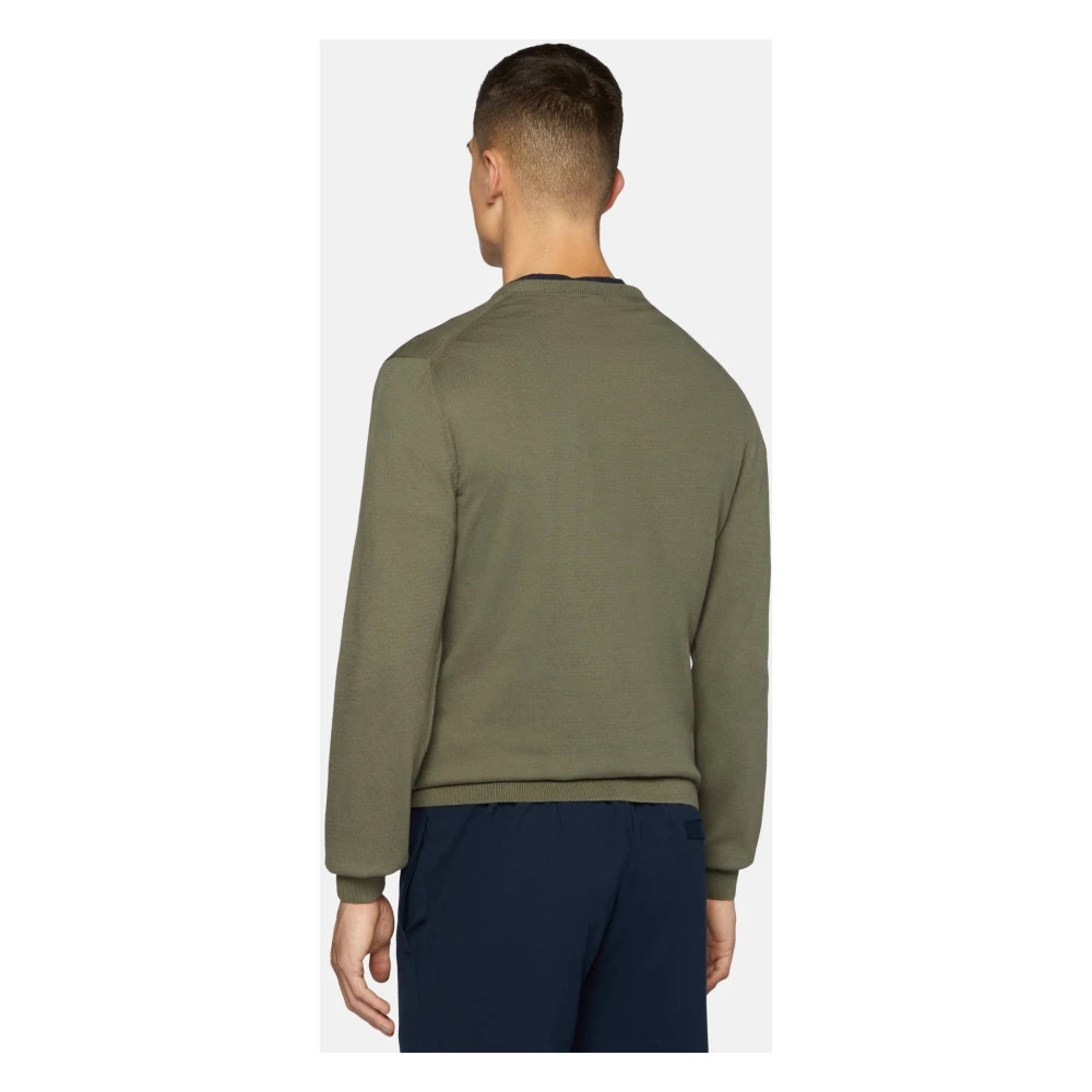 Boggi Milano Katoenen Crew Neck Sweater 12gg Gray Heren