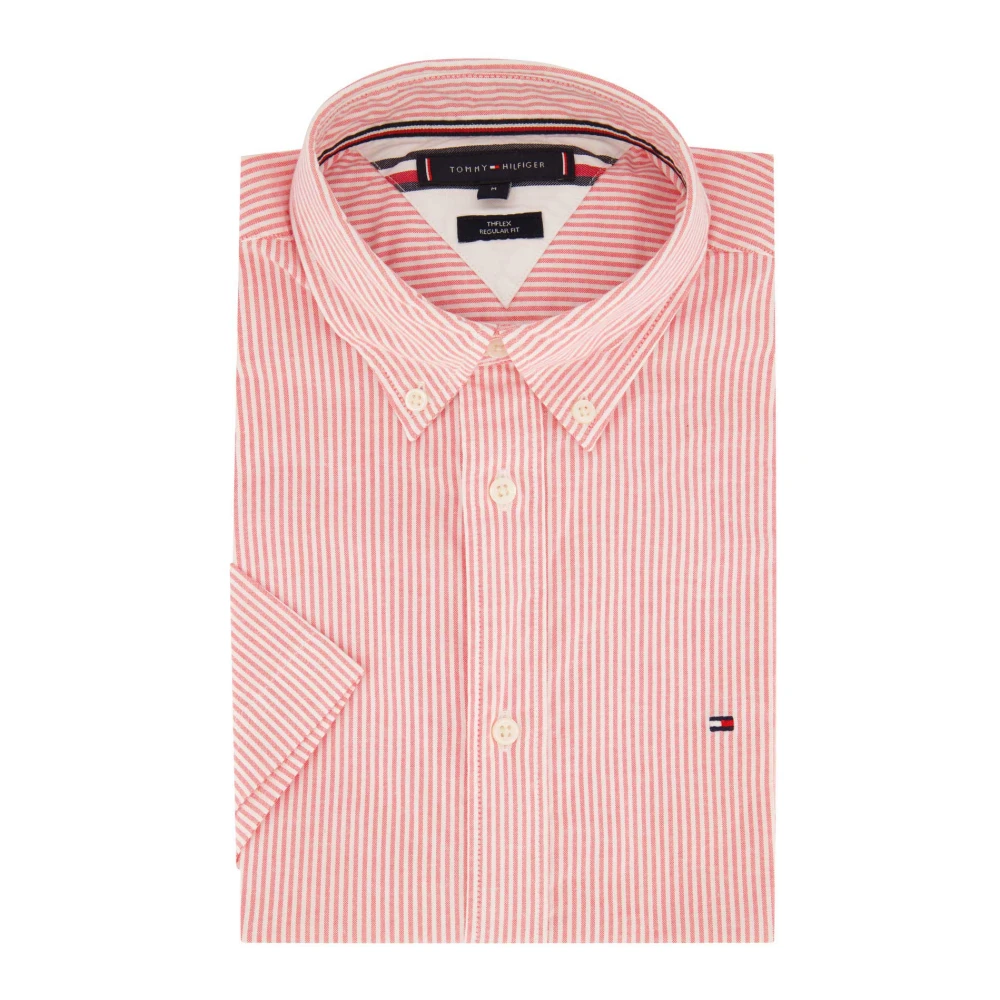 Tommy Hilfiger Casual korte mouw rood gestreept overhemd Multicolor Heren
