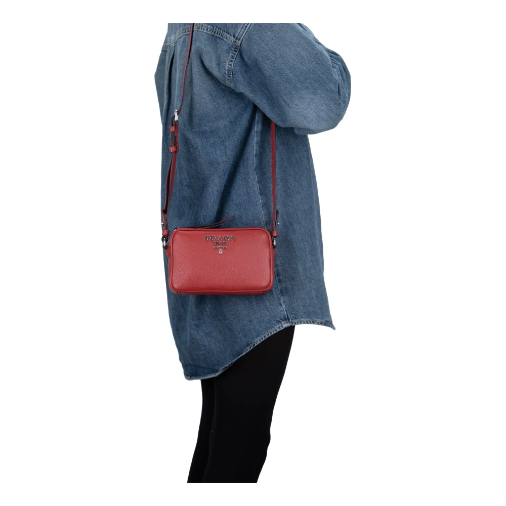 Prada Stijlvolle Schoudertas met Rits Red Dames