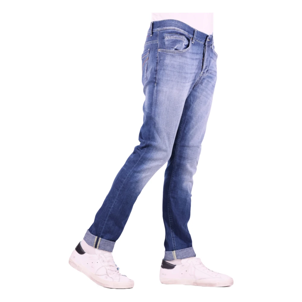Dondup Blauwe Skinny Fit Jeans met knoopsluiting Blue Heren