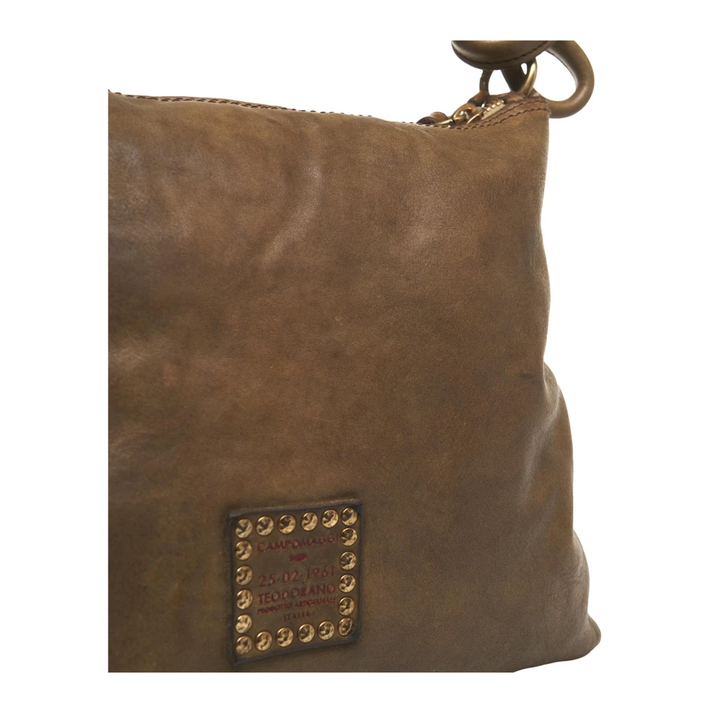 Campomaggi Leren Schoudertas Olijf Green Dames