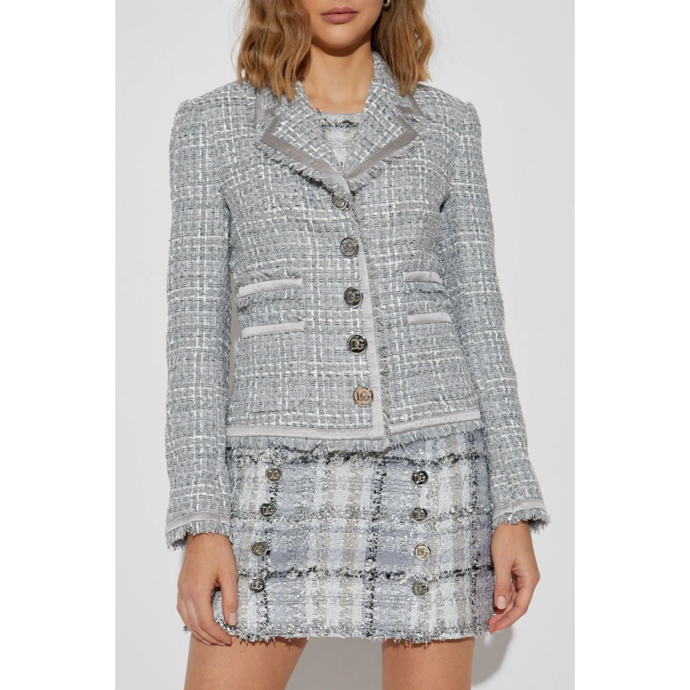 Dolce & Gabbana Tweed jasje met lurex draad Gray Dames