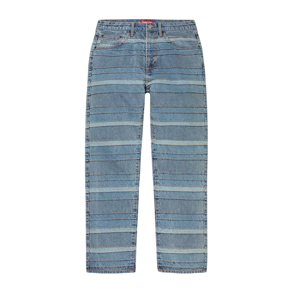 Supreme Gelaagde Blauwe Denim Jeans Blue Heren