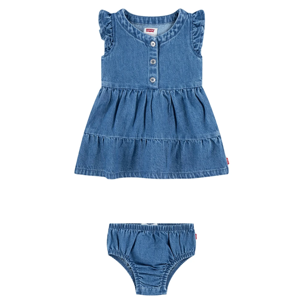Levi's Girls Blue Flutter Sleeve Button Up Dress - Kids Sets - 6 M - Kids