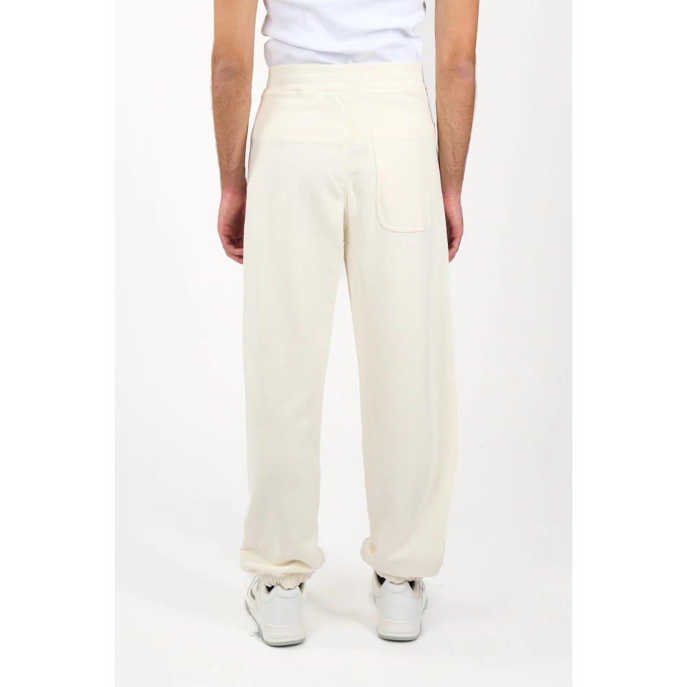 Msgm Logo Sweatpants Wide Leg Regular Fit White Heren