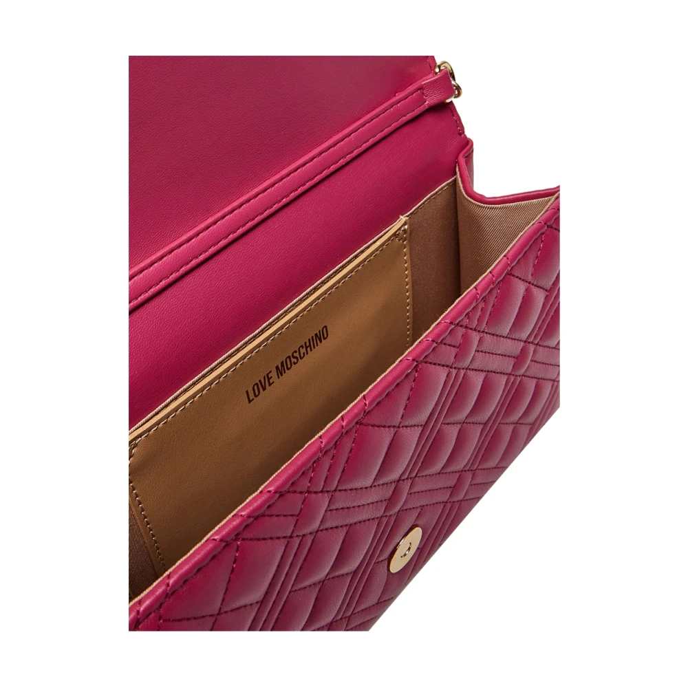 Moschino Fuchsia Schoudertas met Gouden Details Pink Dames