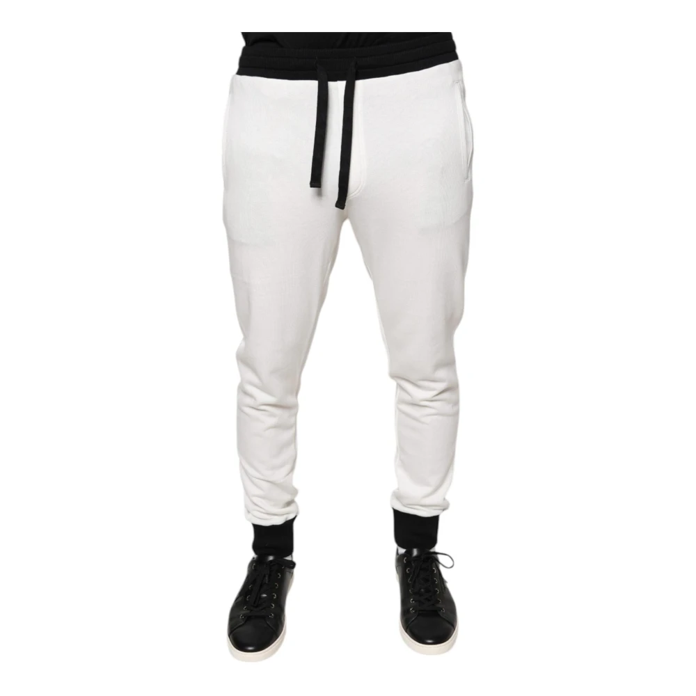 Dolce & Gabbana Men's White Cotton Jogger Joggers With Drawstring - Sweatpants - S - Trousers