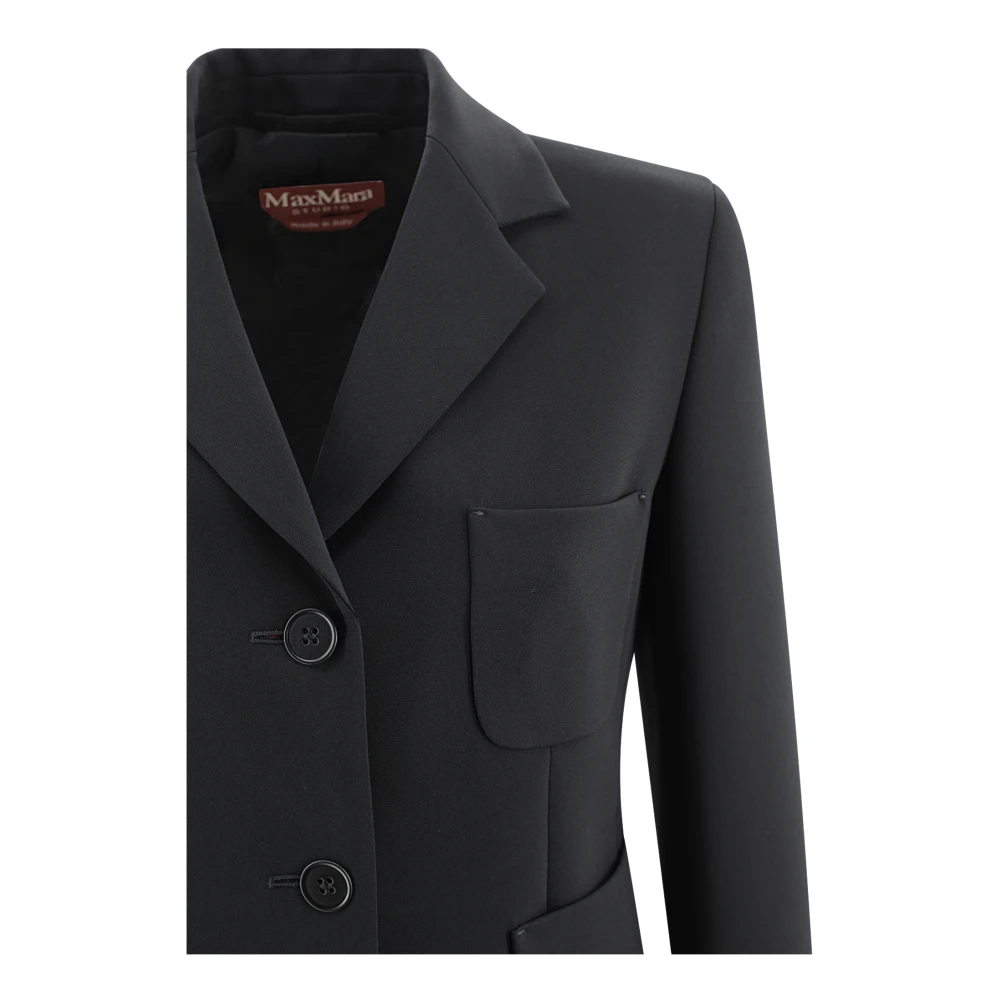 Max Mara Studio Blauwe Box Jas met Zakken Blue Dames