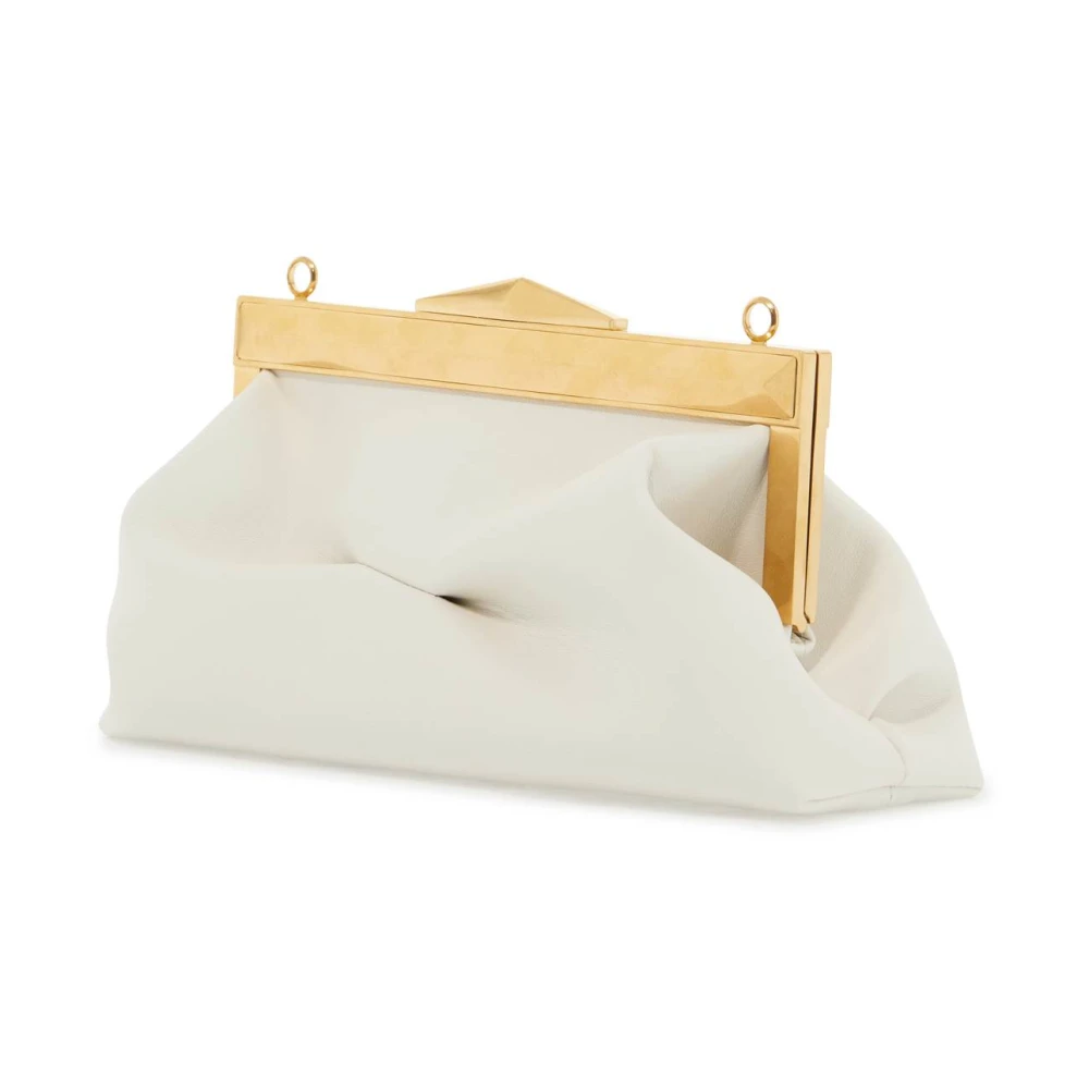 Jimmy Choo Diamanten frame leren clutch White Dames