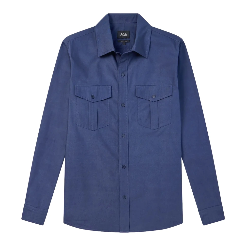 A.p.c. Men's Blue Warren Shirt - Light Jackets - M - Jackets