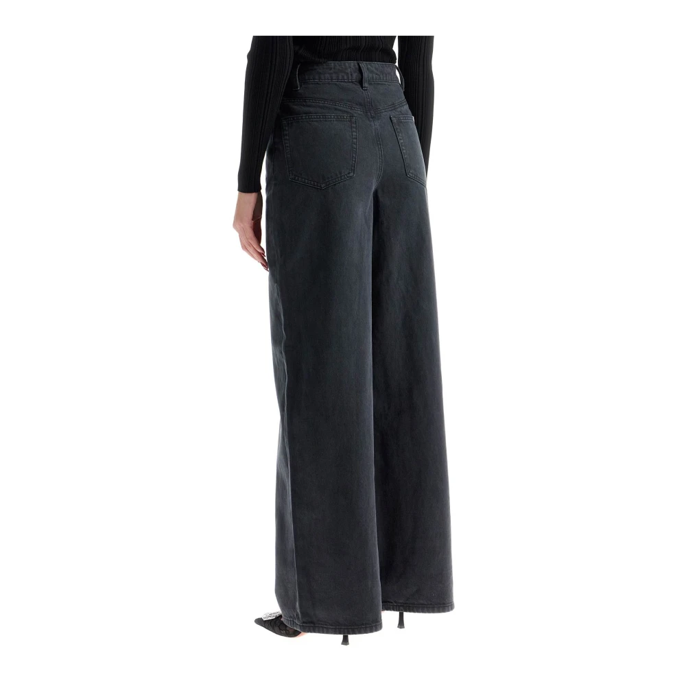 Self Portrait Strik Print Straight Leg Jeans Black Dames