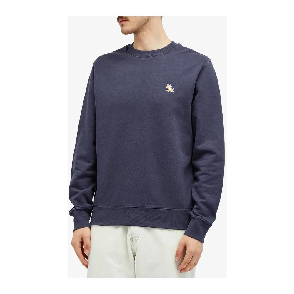 Maison Kitsuné Logo Patch Regular Sweatshirt Blue Heren