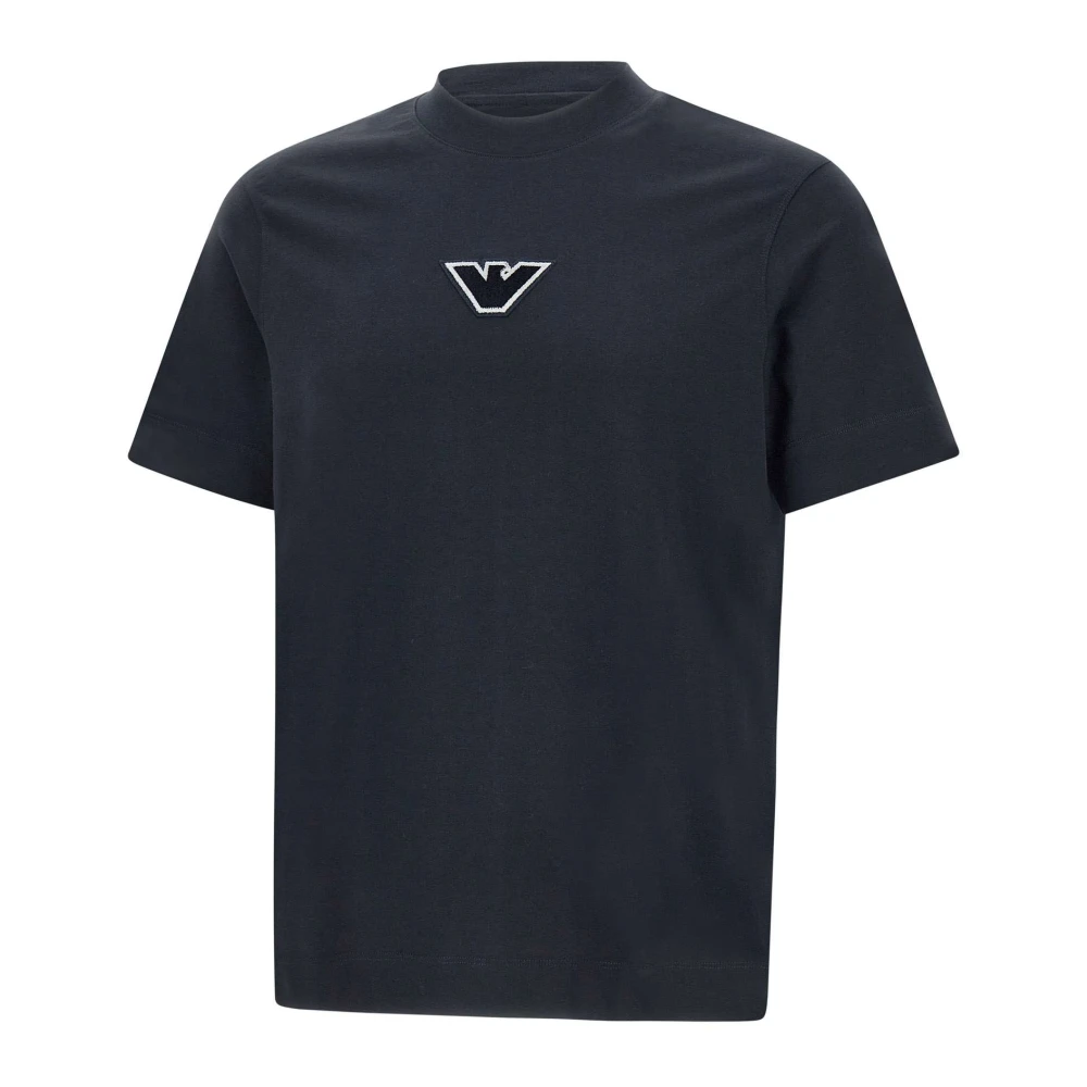 Emporio Armani Navy Blue Katoenen T-shirt met Logo Blue Heren