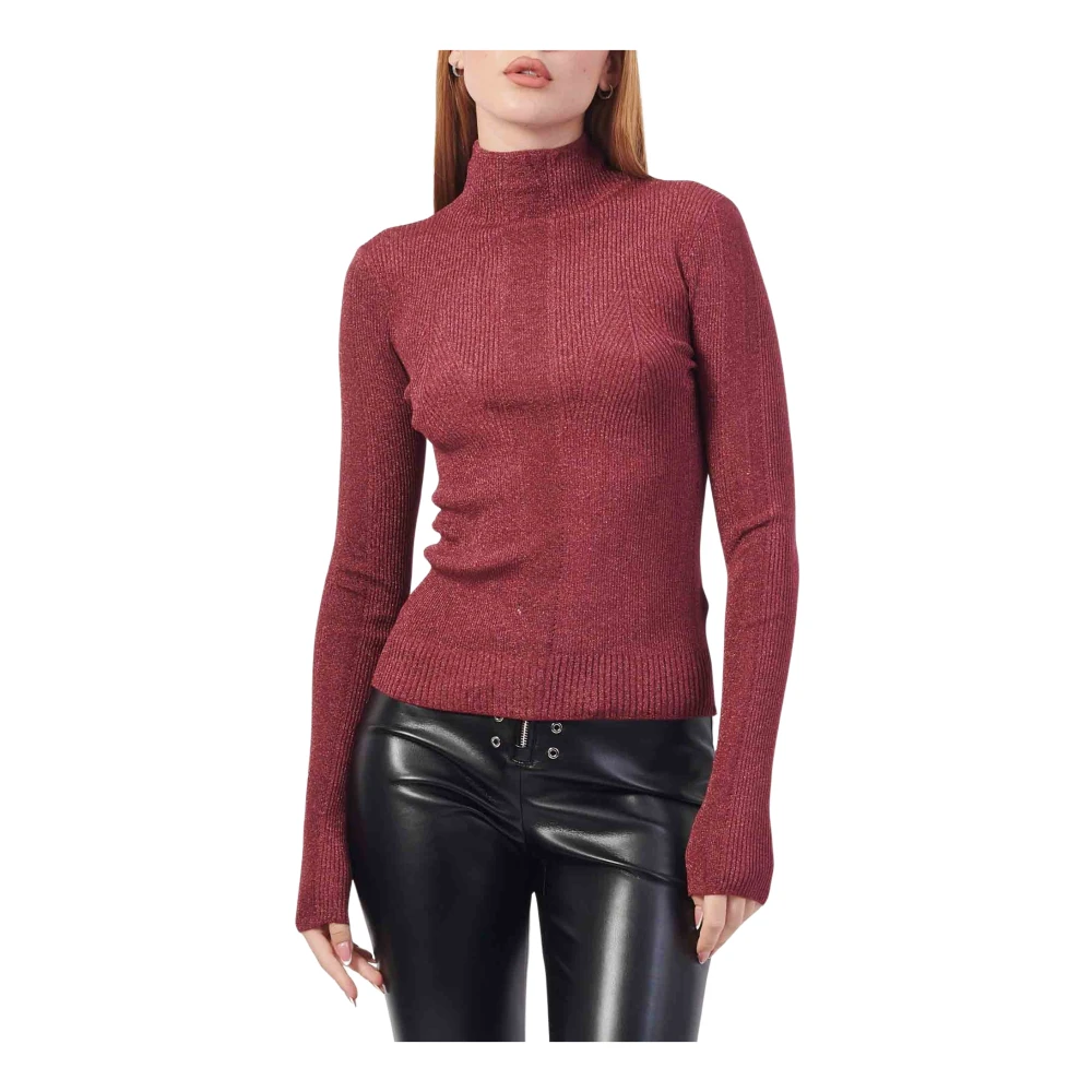 PATRIZIA PEPE Bordeaux Wollen Trui met Metalen Details Red Dames