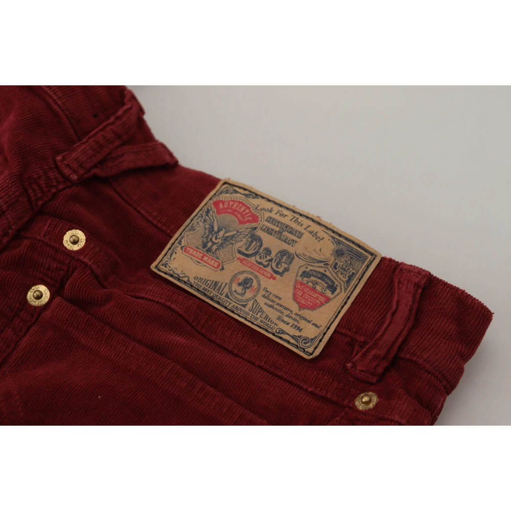 Dolce & Gabbana Maroon Corduroy Slim Fit Casual Broek Brown Dames