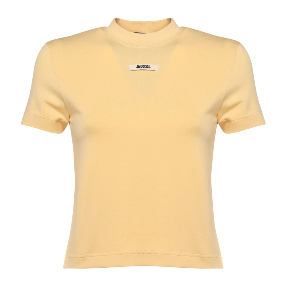 Jacquemus Gele T-shirt met Grosgrain Logo Yellow Dames