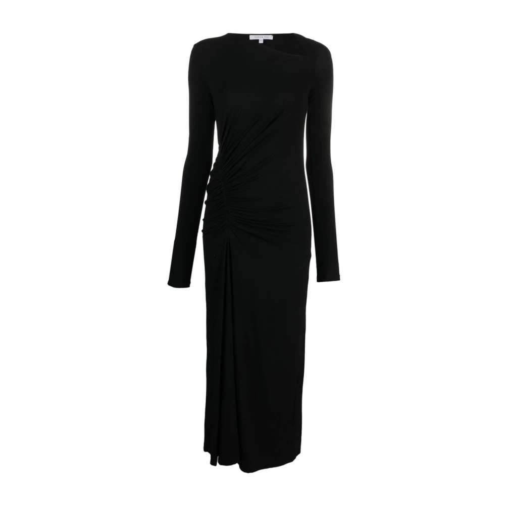 PATRIZIA PEPE Zwarte jurk met lange mouwen en asymmetrische halslijn Black Dames