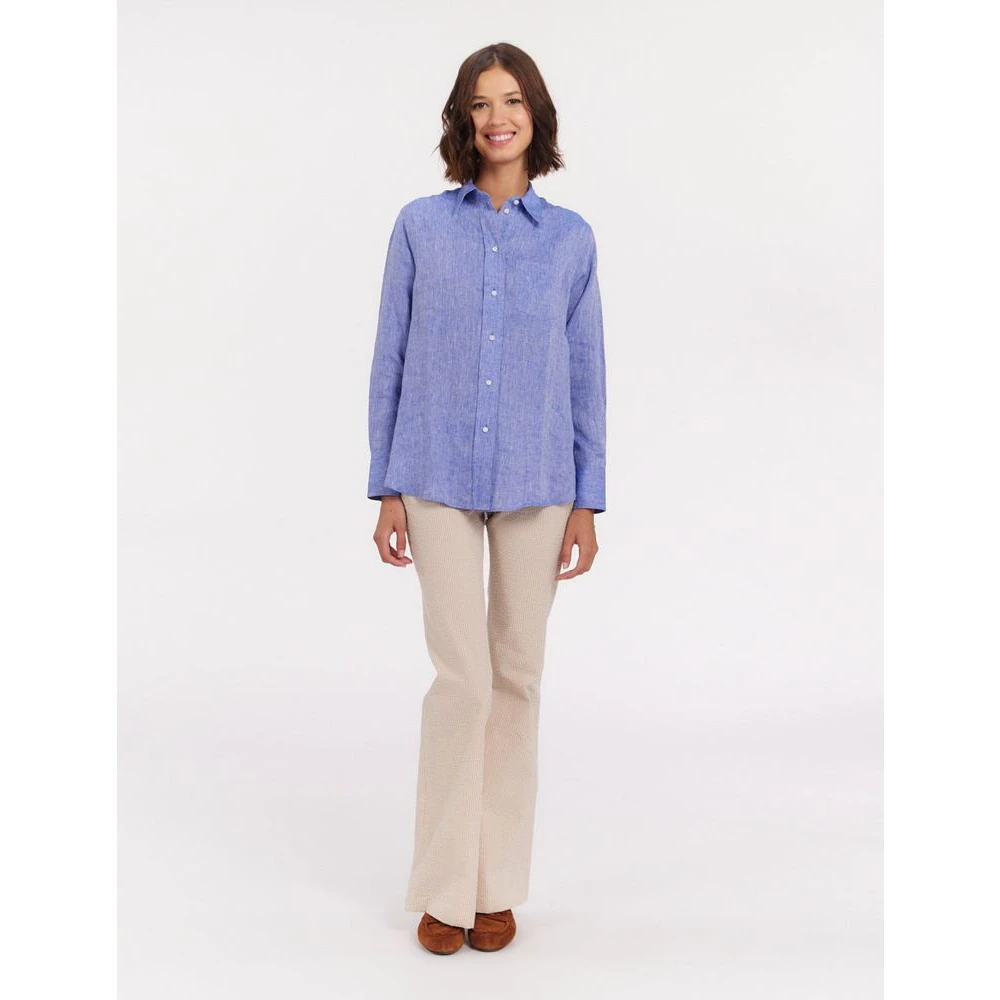 Ines De La Fressange Paris Maureen shirt in blauw linnen Blue Dames