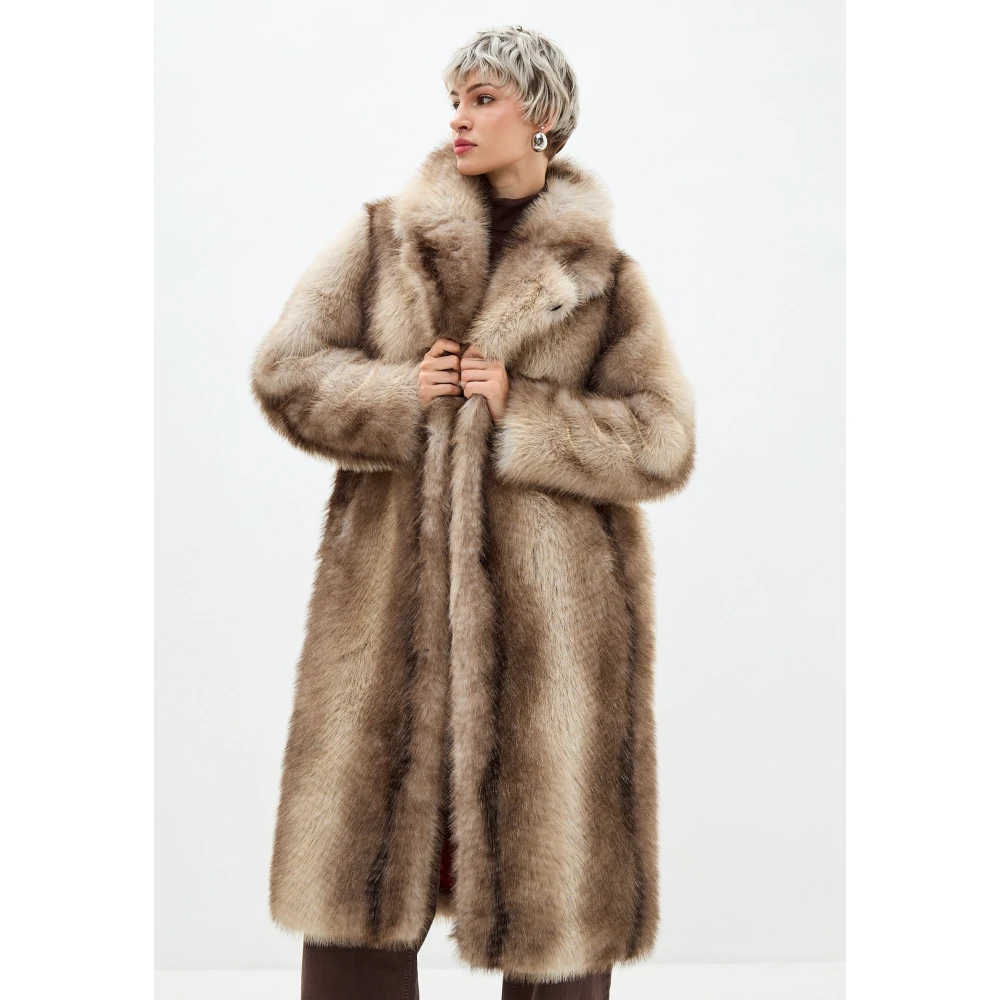 Cesare Gaspari Luxe Nep Bontjas Natalie Bruin Brown Dames