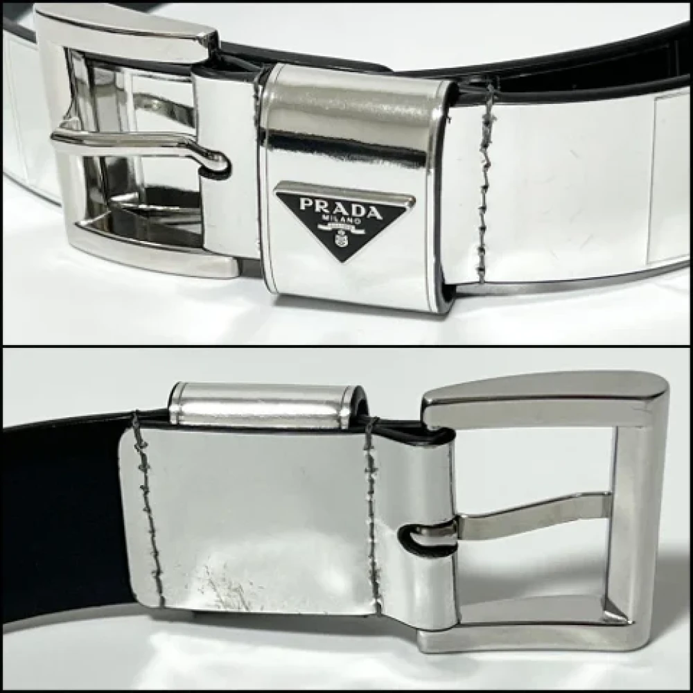 Prada Vintage Pre-owned Leather belts White Dames