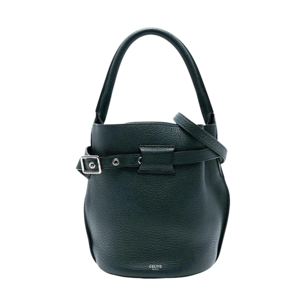 Celine Vintage Women's Green Pre-Owned Leather Bucket Bag