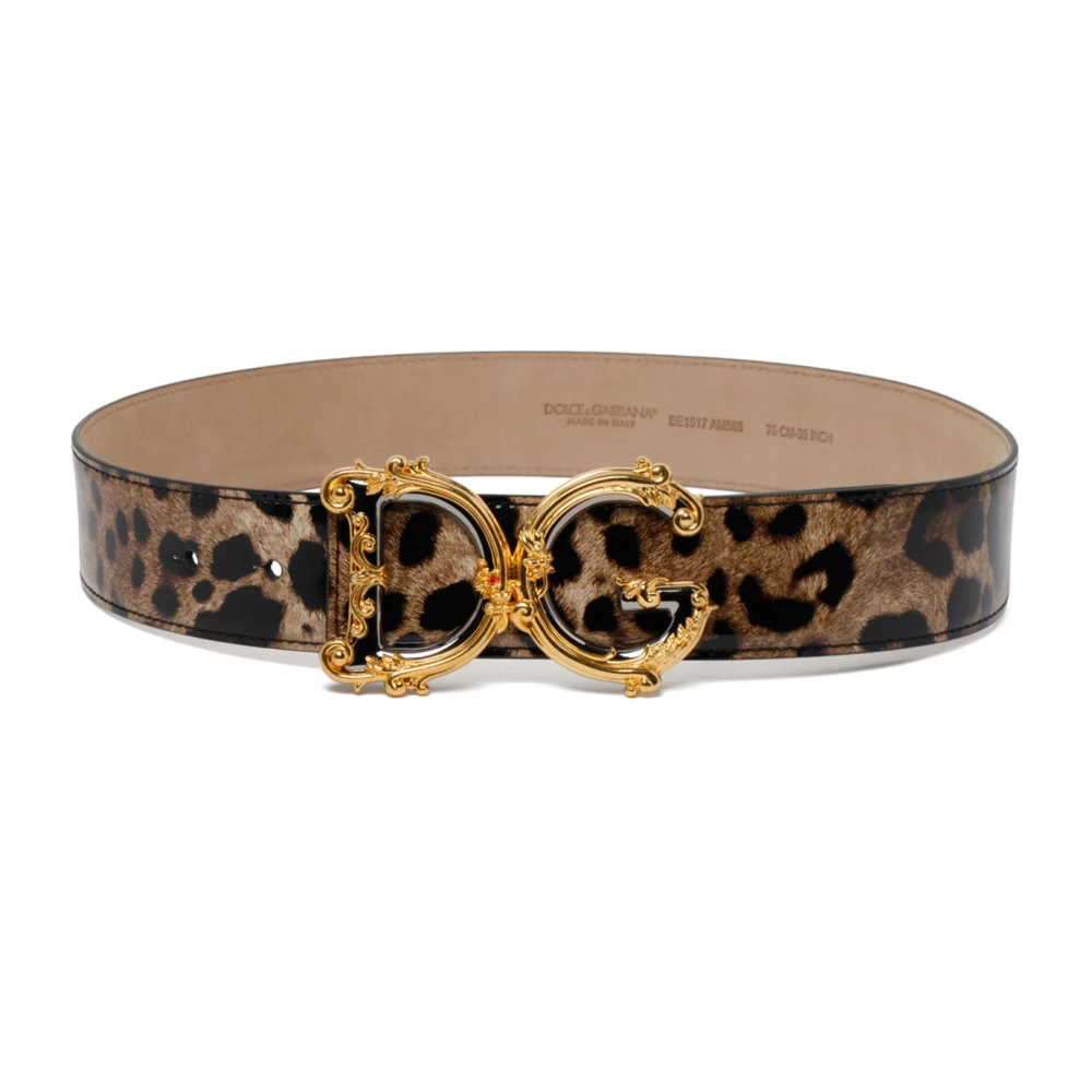 Dolce & Gabbana Leopardmönster DG Spänne Bälte Brown, Dam