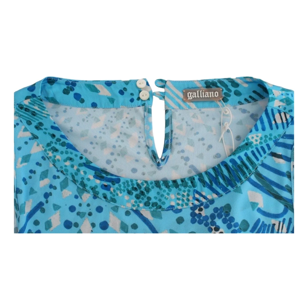 John Galliano Elegante Mouwloze Top met Zijdedetails Blue Dames
