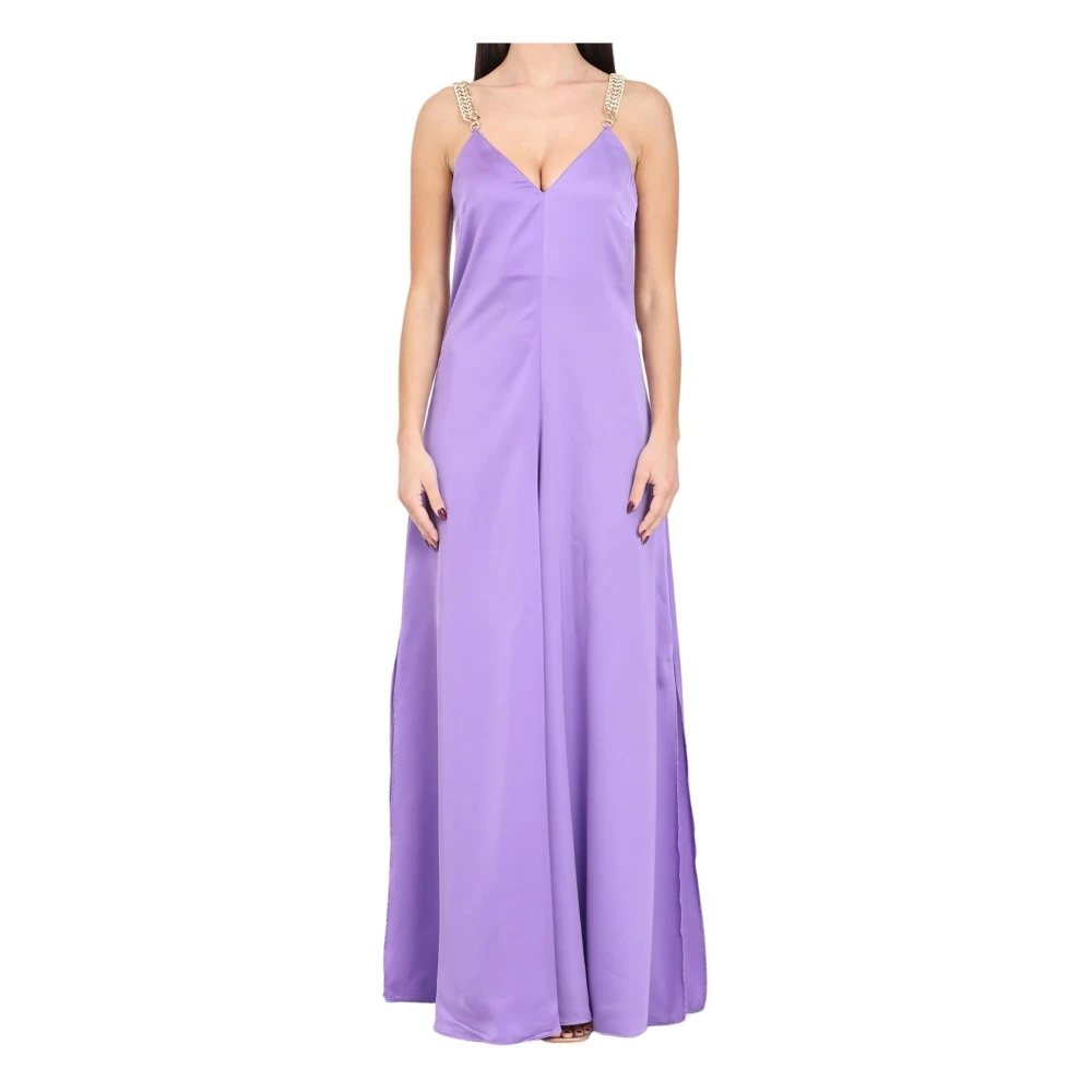 Simona Corsellini Satin Jumpsuit met Ritssluiting Purple Dames