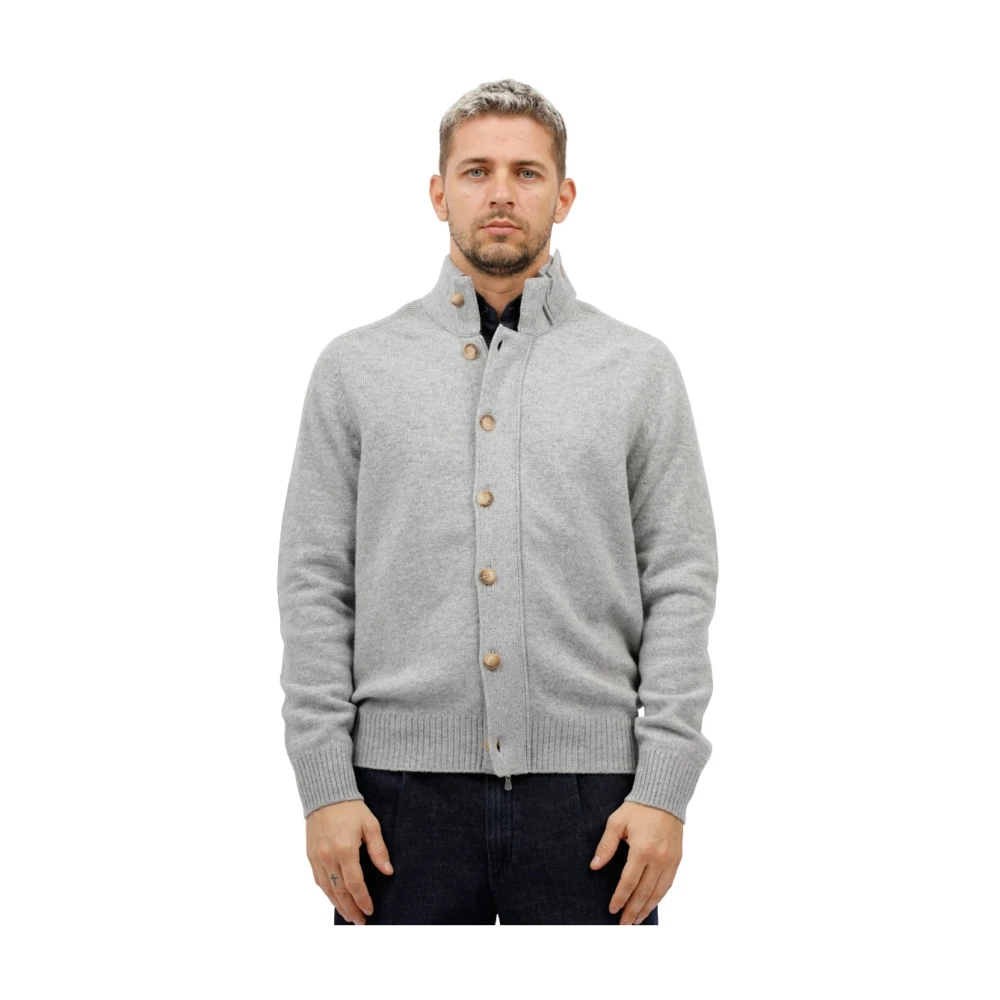 Gran Sasso Shirt met ritssluiting en knopen Gray Heren
