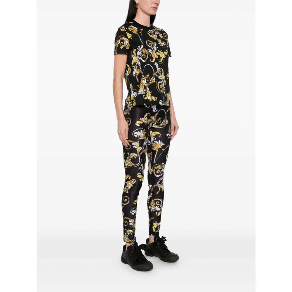 Versace Jeans Couture Zwart Goud Barocco T-Shirt Multicolor Dames