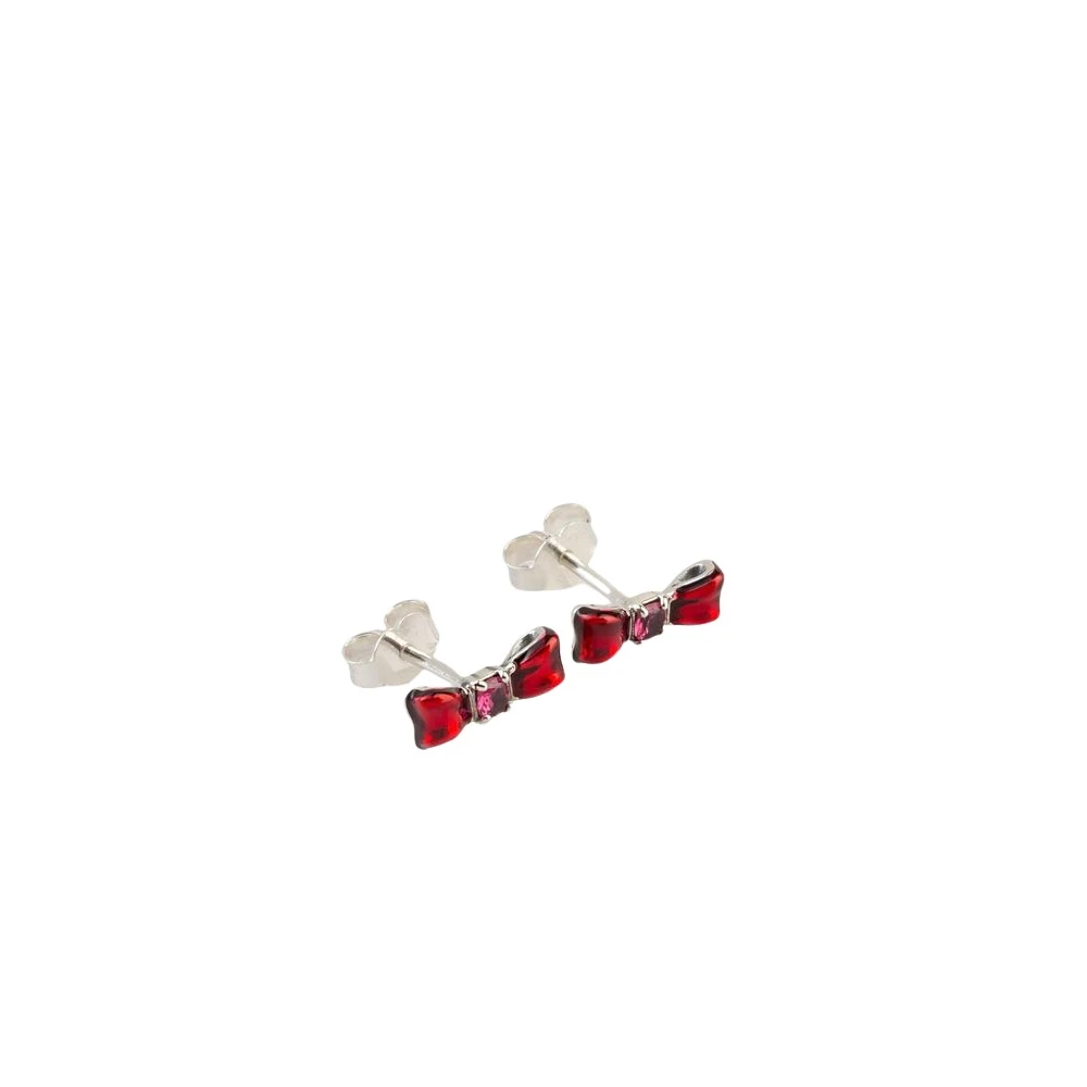 Pandora , Earrings, Female, Red, One Size, Snow White Bow Stud Earrings
