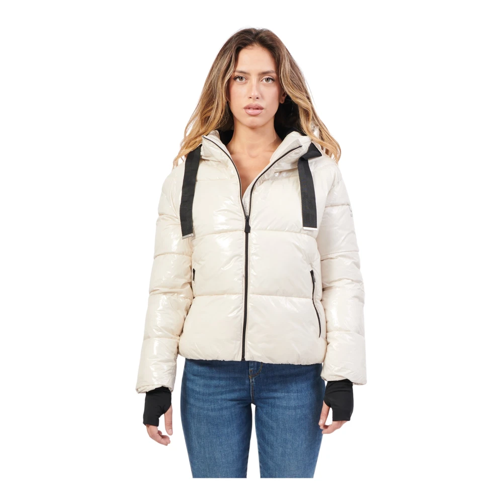 Suns Glanzende Prestatiejas met Capuchon Beige Dames