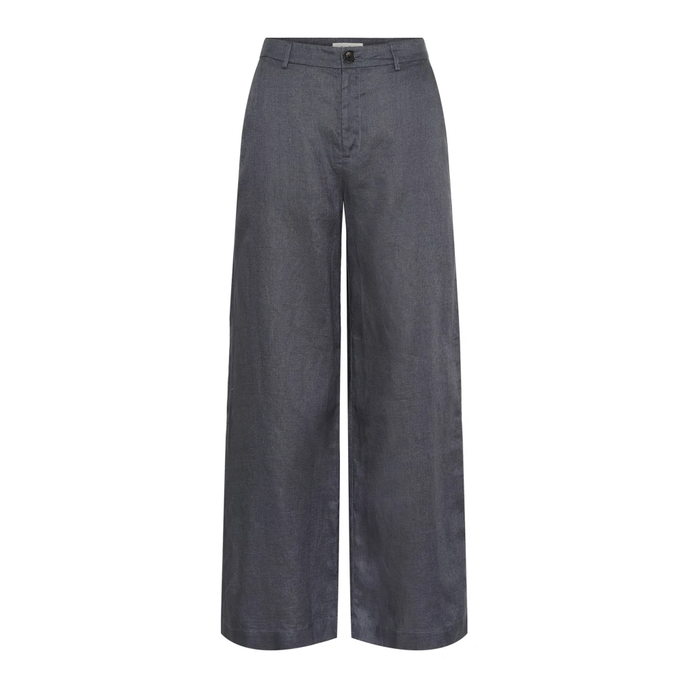 Part Two Wijde Pijp Linnen Broek Turbulence Blue Dames