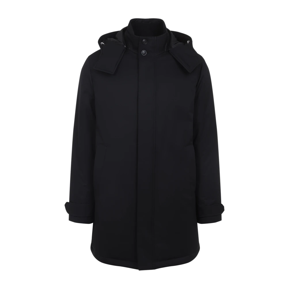 Zegna Black Microfiber Twill Parka - Male - Parkas - Xl - Coats