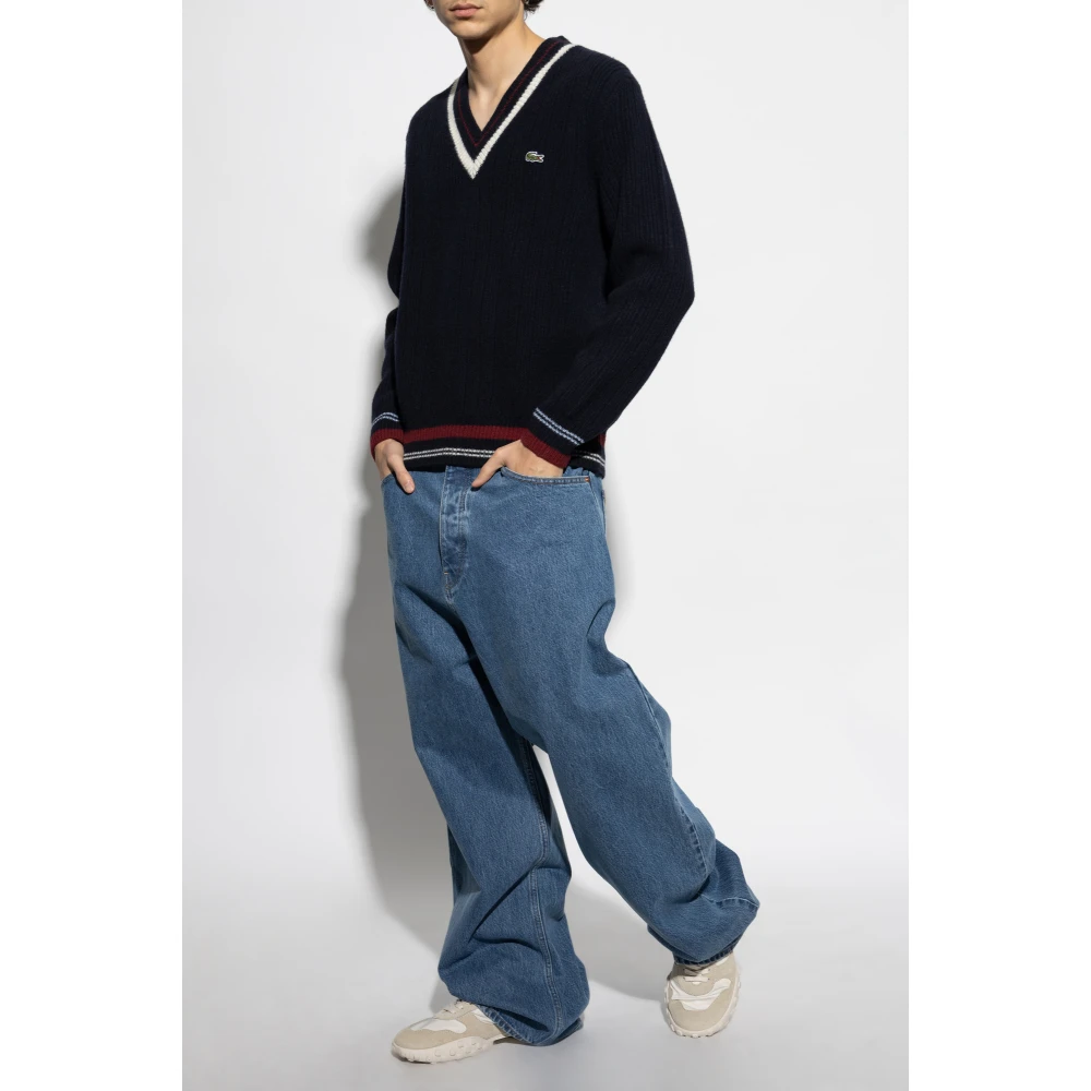 Lacoste V-hals trui Blue Heren