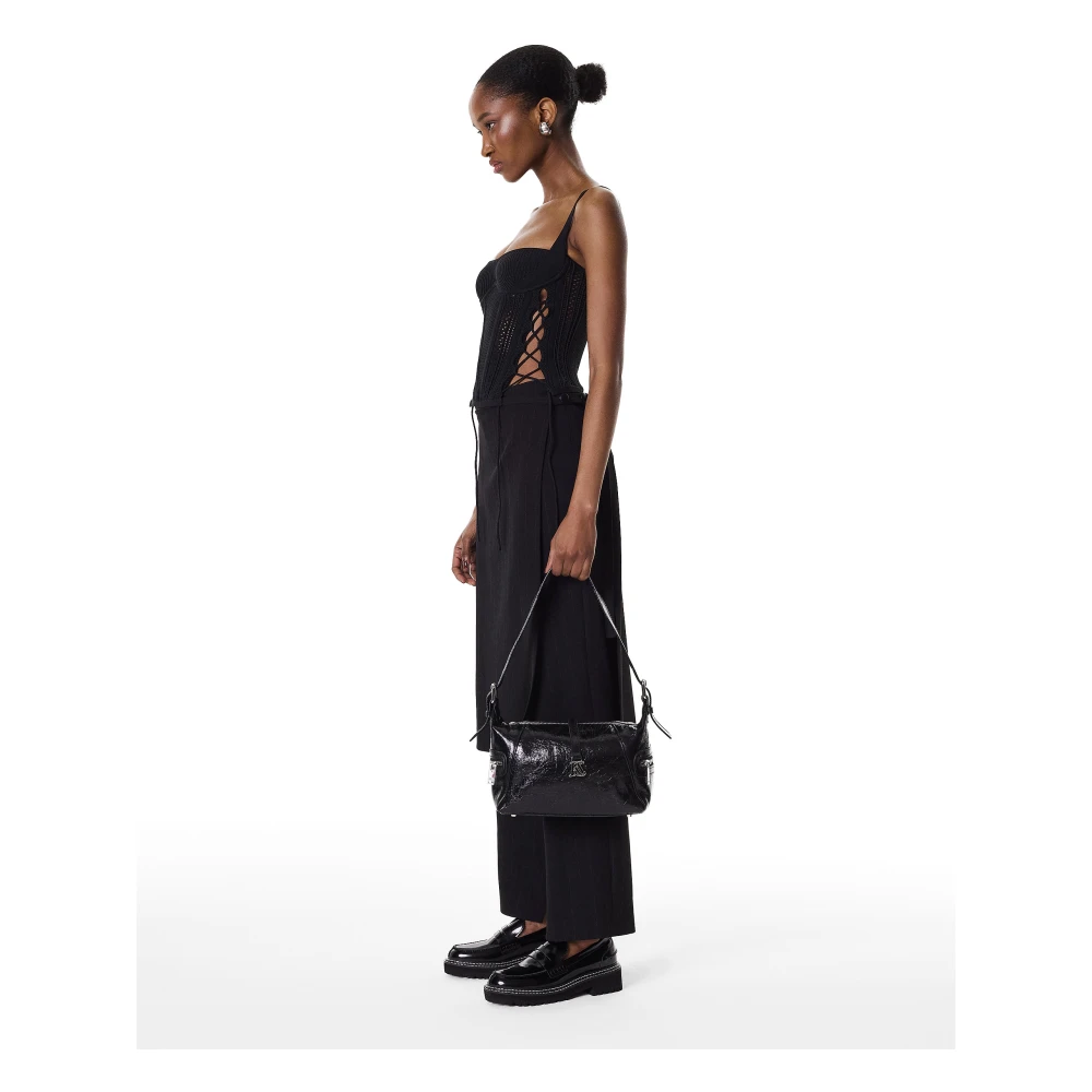 Kazar Studio Zwarte leren schoudertas Black Dames