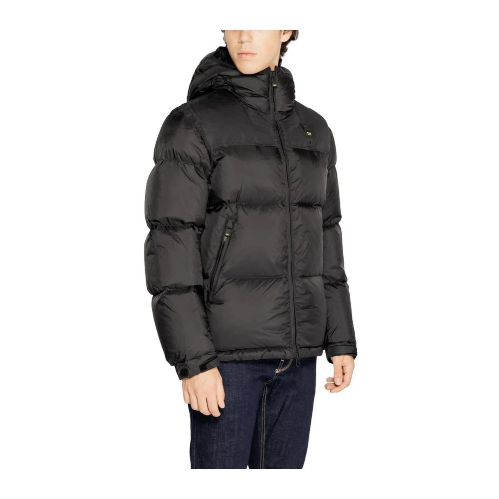Blauer Zwarte polyamide jas voor mannen Black Heren